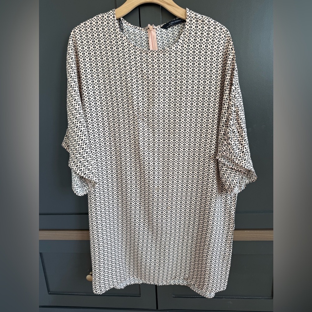 Zara Woman Animal Geometric Print Dress Tunic • L • wide sleeve/wing